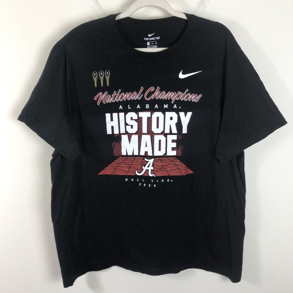 Nike Alabama Crimson Tide 2020 National Champions T-shirt Men 2XL Black Red NCAA